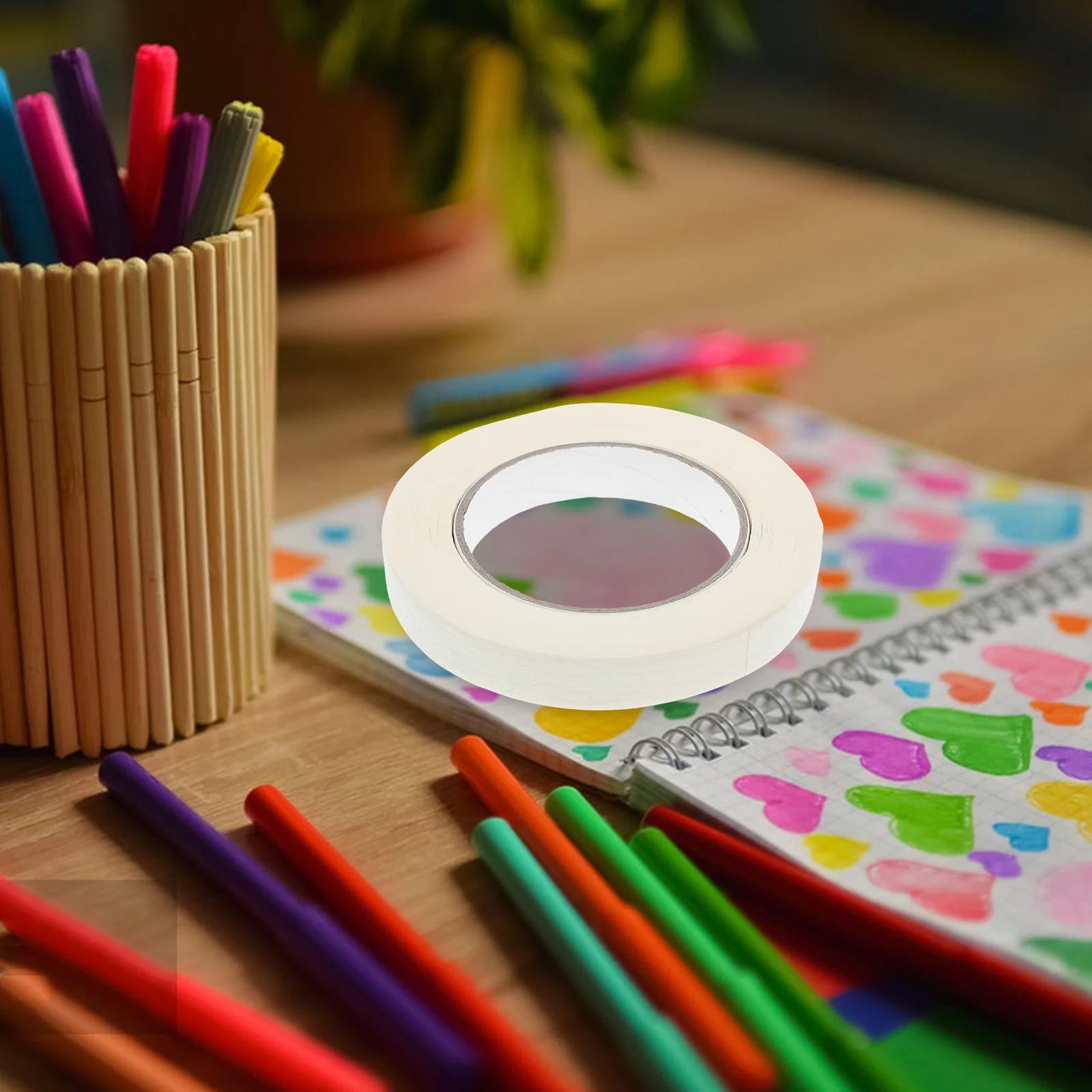 1 لفة شريطٌ لاصق عالمي ملحقات الرسام مستلزمات رش السيارة للاستخدام اليومي شريط غطاء طلاء ورقي قابل للتمزيق لطلاب الفن