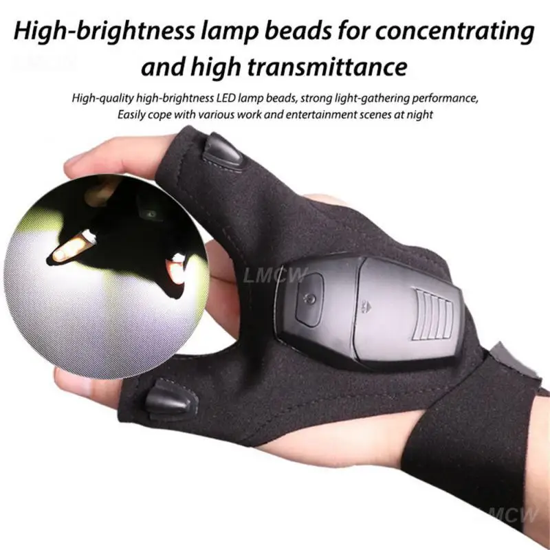 Mittens Breathable Gloves With Lights Outdoor Gear Led Flashlight Practical Cotton Fingerless Gloves Led Finger Light