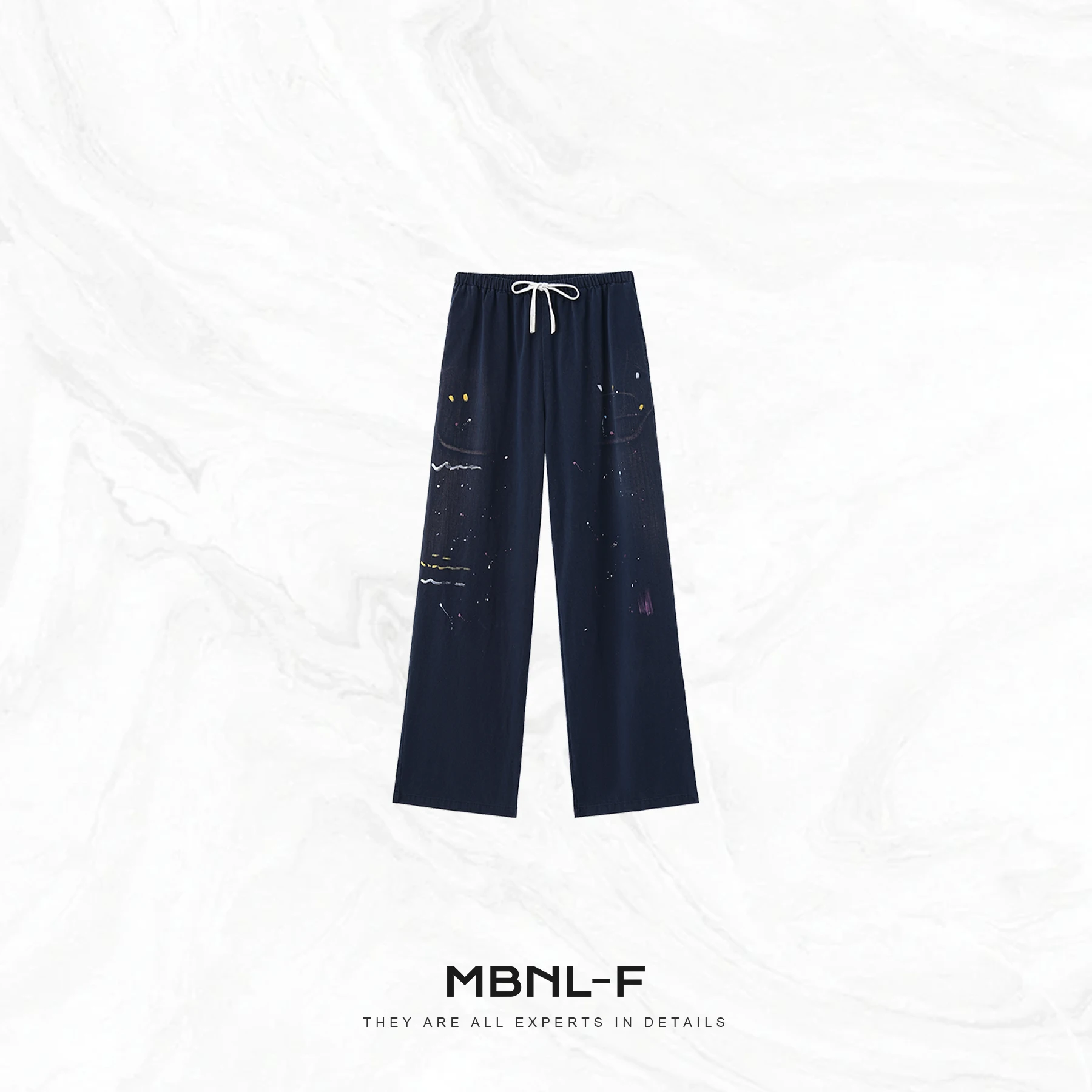 

Женские джинсы MBNLF Qin Lei "Doodle Denim" с широкими штанинами, плотные, с эффектом потертости, градиентные, THKZ616, винтажные, хлопковые, повседневные, с высокой талией, на молнии