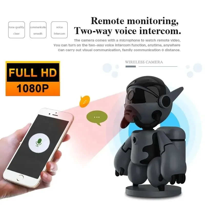 Nieuwe 1080P Camera Robot Home Safety Webcam Ip Wifi Draadloze Babybeveiligingscamera Met Nachtzichtruisonderdrukking Tweerichtingsstem