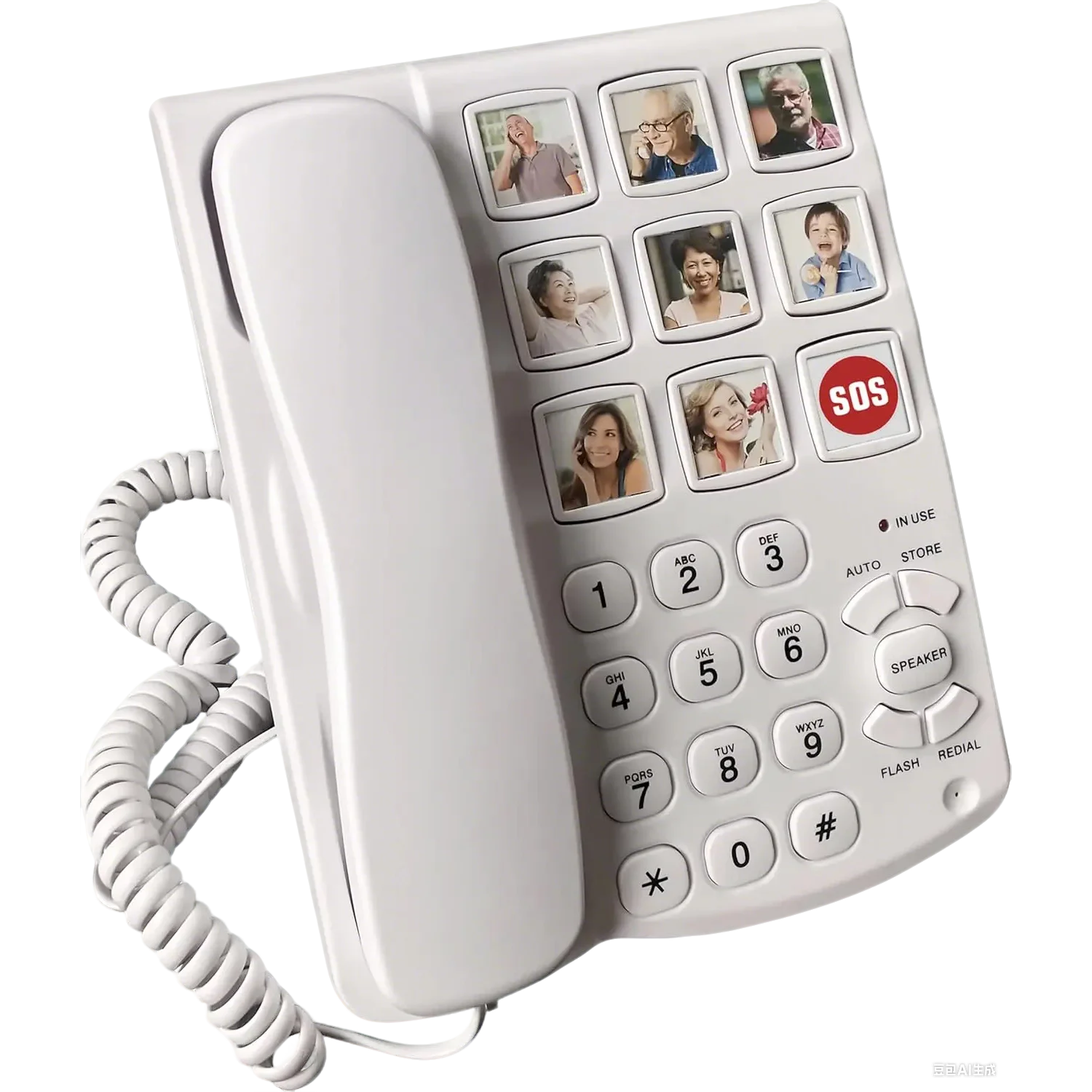 Big Button Picture Corded Landline Phone Amplified Photo Memory Corded Landline for Seniors Elderly Dementia Sufferers
