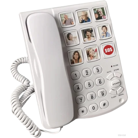 Big Button Picture Corded Landline Phone Amplified Photo Memory Corded Landline for Seniors Elderly Dementia Sufferers