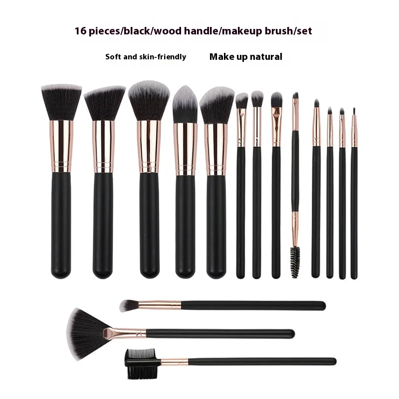 Atacado único punho de madeira pincel de maquiagem em conjunto macio pó solto fundação corretivo contorno escova sombra de olho bálsamo labial