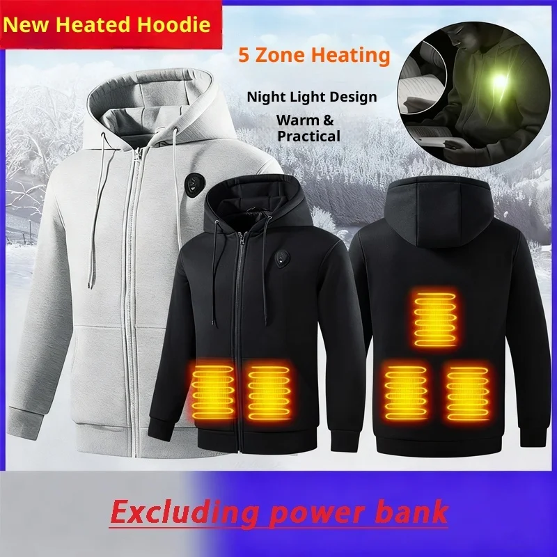 

Smart Heated Hoodie Open Cardigan Sweatshirt Outdoor Zipper Constant Temperature Warmth Clothing For Men And Women New 2025