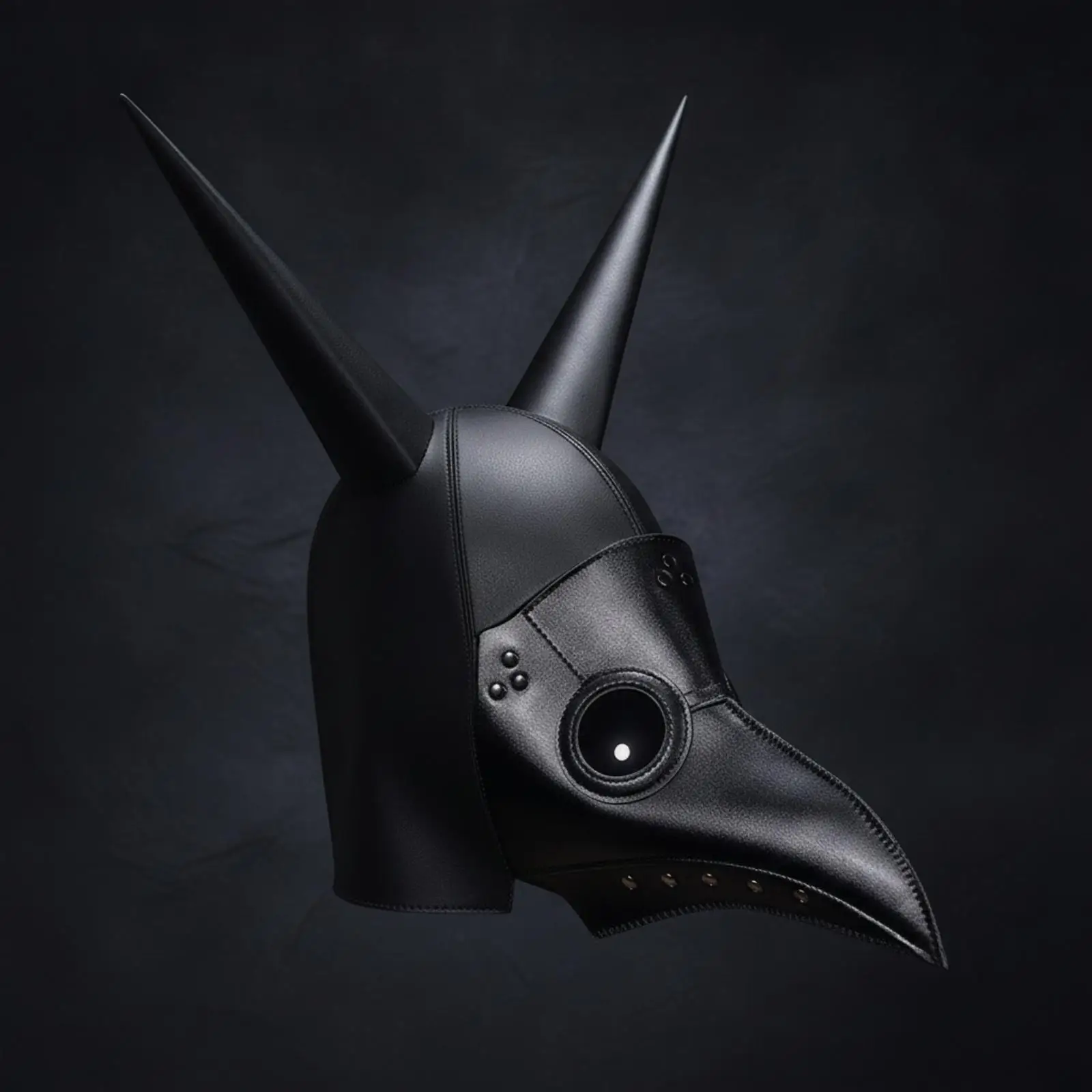 Adult Steampunk Party Hat PU Leather Beaked Horned Mask Headpiece for Gothic Cosplay Halloween Dark Fantasy Costume Themed