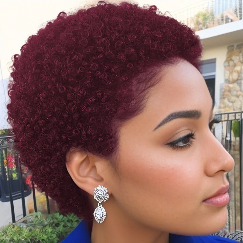 عابث قطع شعر مستعار شعر مستعار شعر مستعار بشري قصير الأفرو غريب مجعد الباروكات للنساء كامل آلة صنع شعر مستعار