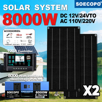 SOECOPO 8000W Portable Solar Power System with 2x800W Panels Dual Voltage 12V/24V Inverter (2 Sockets) 100A Controller Camping