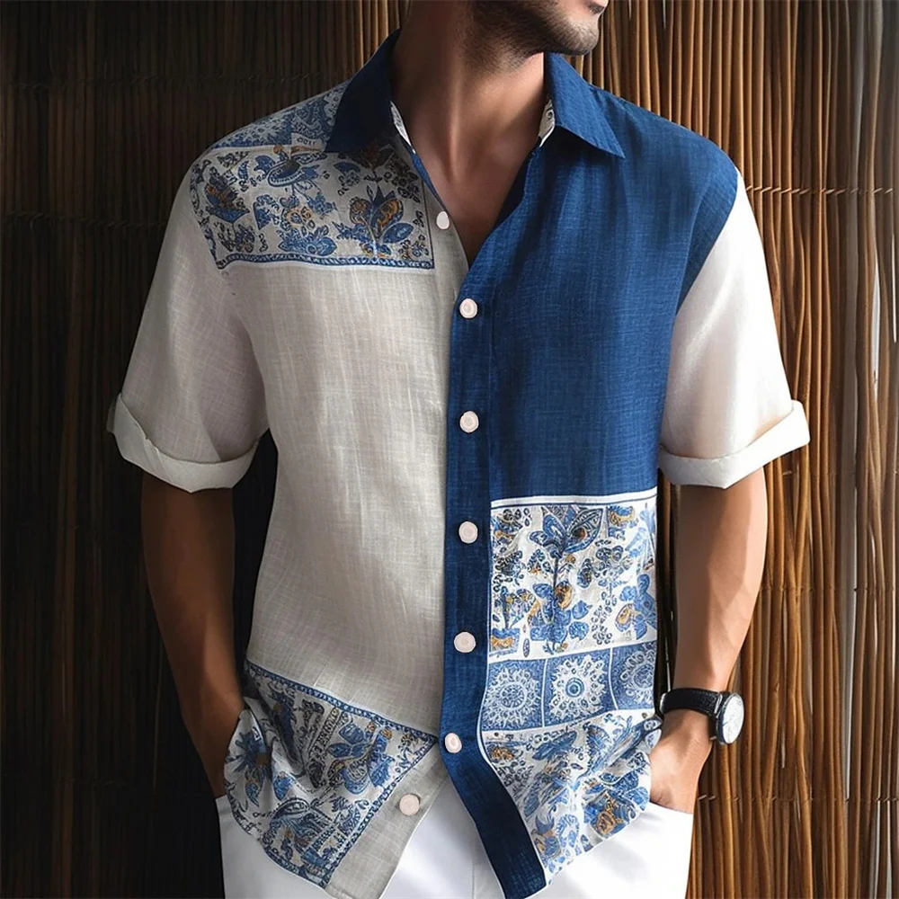 Camicie stampate Casual da uomo hawaiane estive 2024 Street Fashion maniche corte bottone con colletto ribaltabile abbigliamento in tessuto