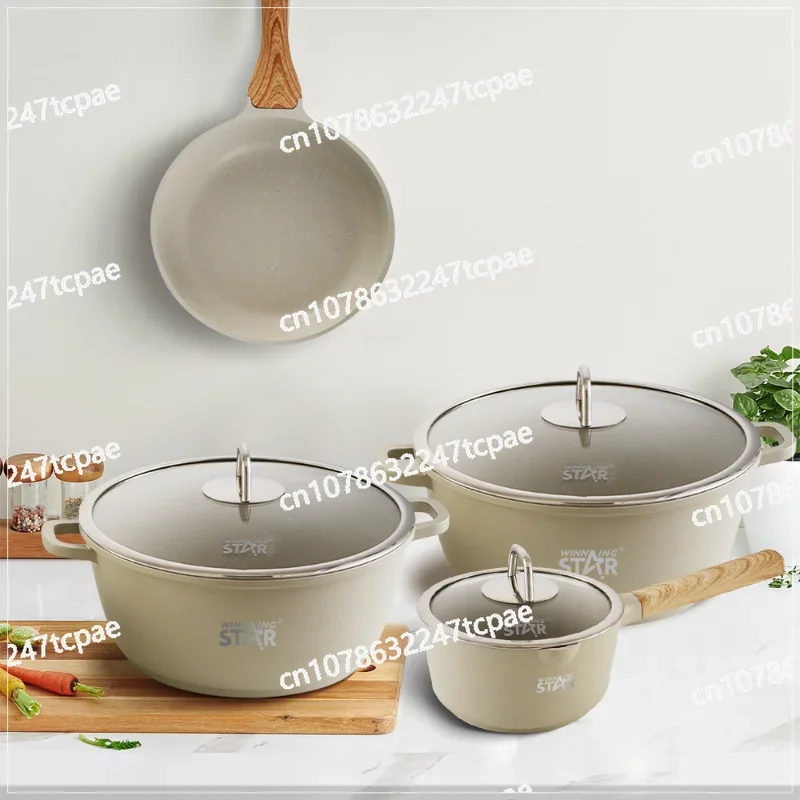 Household stew, fried steak, stewed milk multi-functional non-stick pan four-piece set