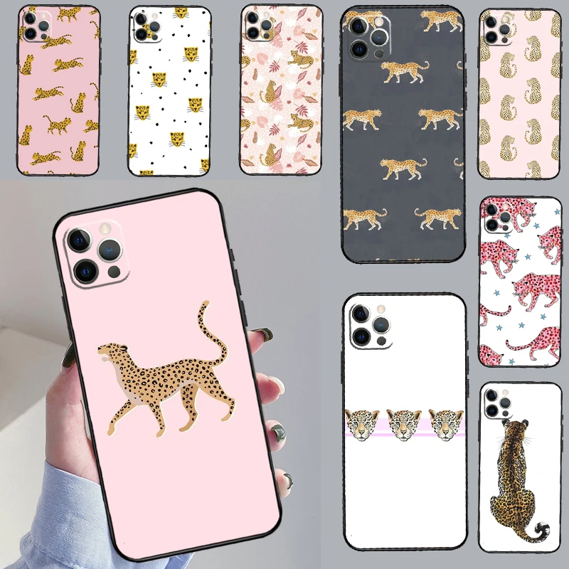 Tigers Cheetah Print Phone Case For iPhone 16 11 12 13 14 15 Pro 12 13 Mini X XR XS Max Plus Cover Coque