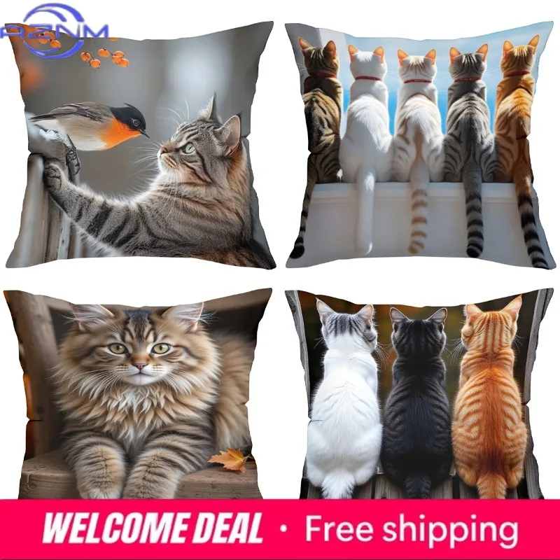 Cute Cat Pillows With Different Cat Images For Home Polyester pillowcase, sofa decorative cushion cov Headboard Pillow