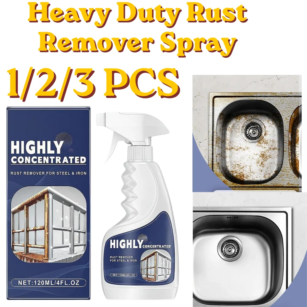 Multi-purpose Heavy-Duty Metal Rust Remover Rust Inhibitor Derusting Spray 1/2/3PCS  for Metal, Car, Tools Multi-Surface Cleaner