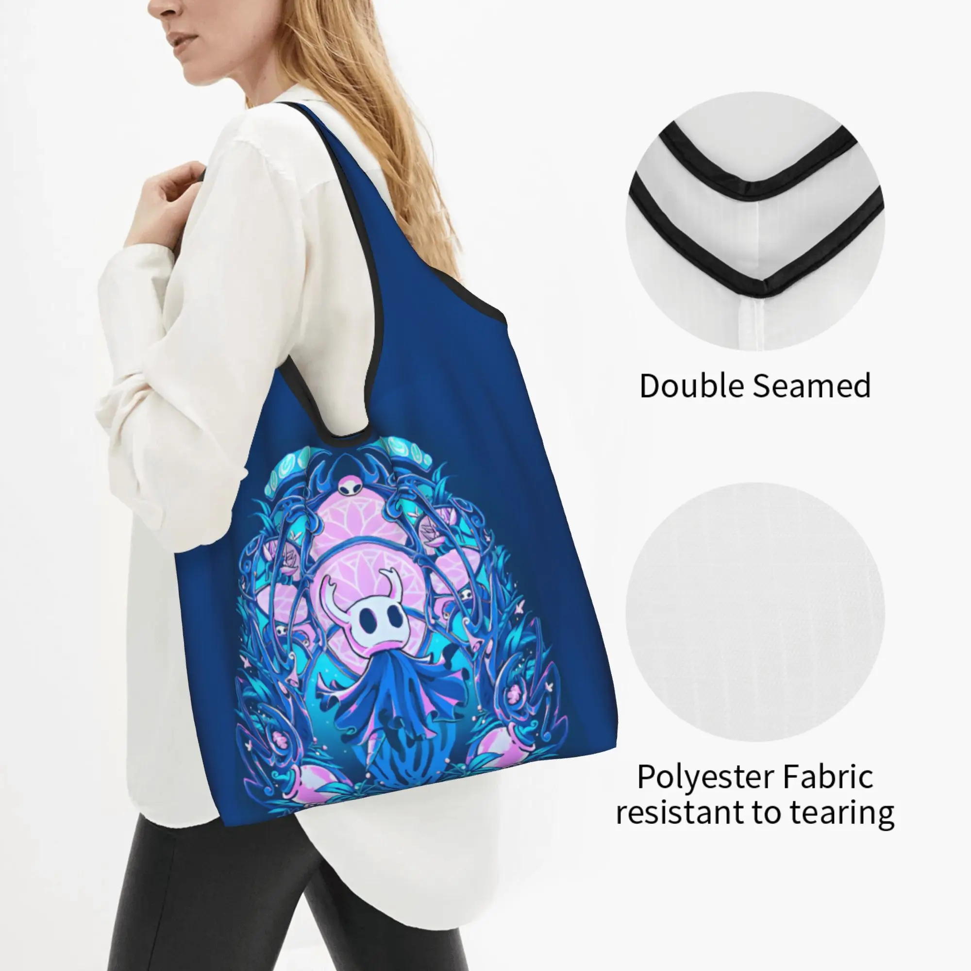 Fashion Printed S-Silksonges Cartoon Game Shopping Tote Bags Portable Shopper Shoulder Hot Comic Handbag