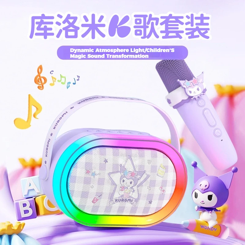 Kawaii Sanrio Family Series Bluetooth Speaker Microphone Karaoke Set Anime Figures Kuromi Microphone Set For Kids Christmas Gift