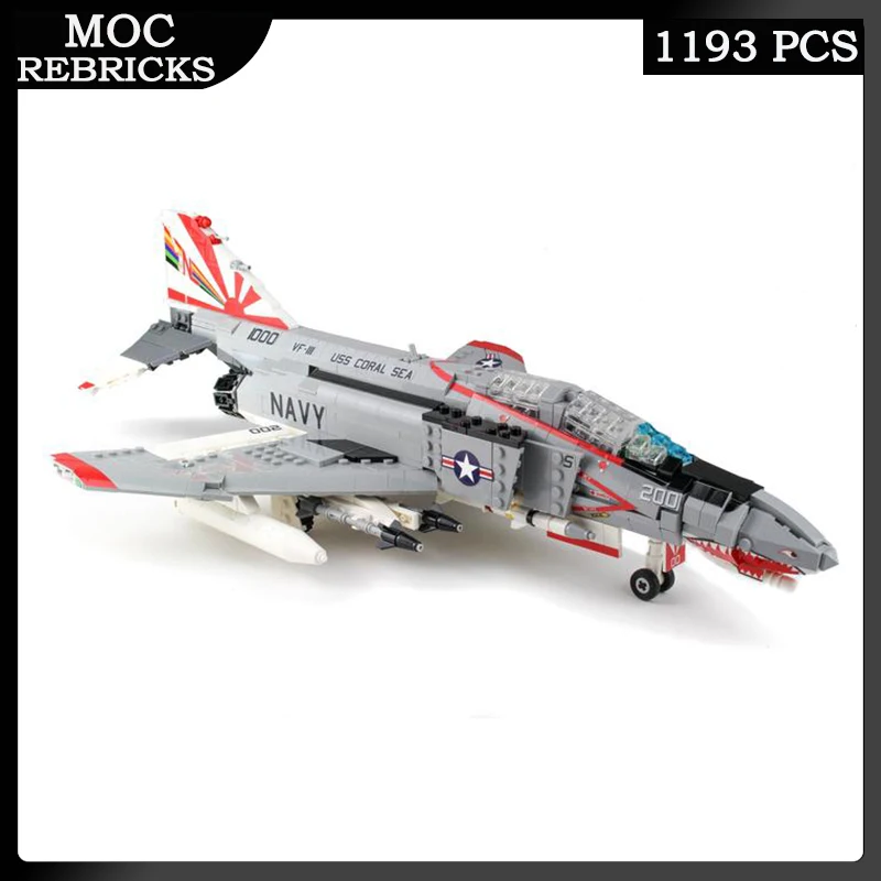 

Military Series F-4N Combat Aircraft Weapons MOC Building Block Fighter Assemble Toy Educational Model Brick Children XMAS Gifts