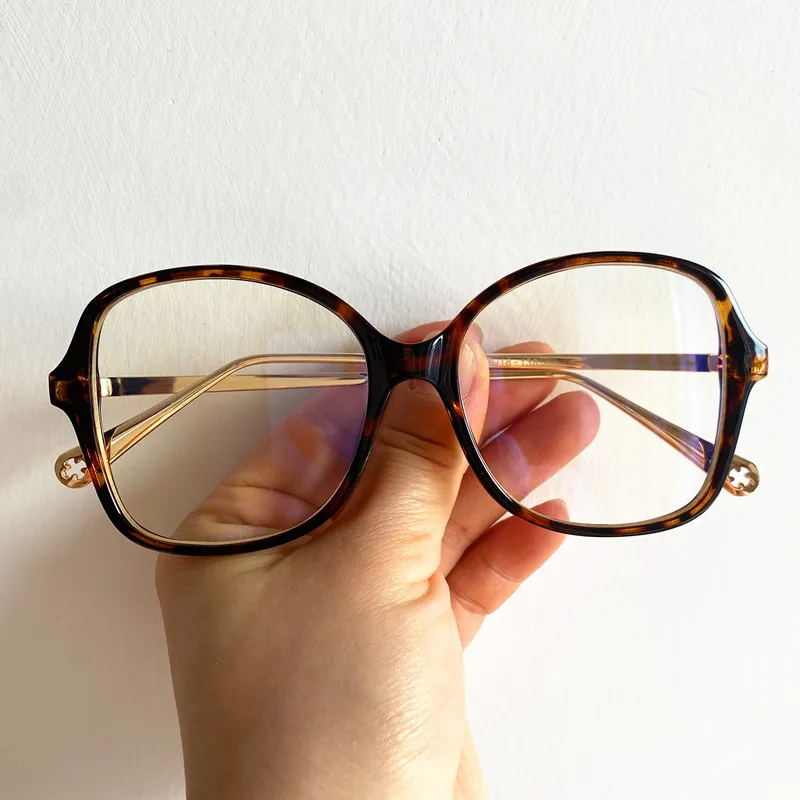 NEW Anti-Blue Light Glasses Women Eyewear Oversize Frame Optical Light Spectacles Alloy Temples Eyeglasses Retro Ornamental