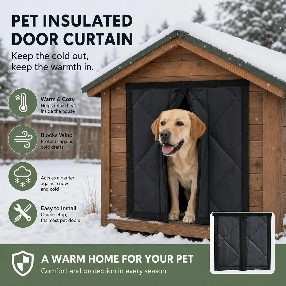 Outdoor Dog House Insulated Door Curtain Waterproof Windproof Warm Pet Shelter Flap Cover for Cats Dogs
