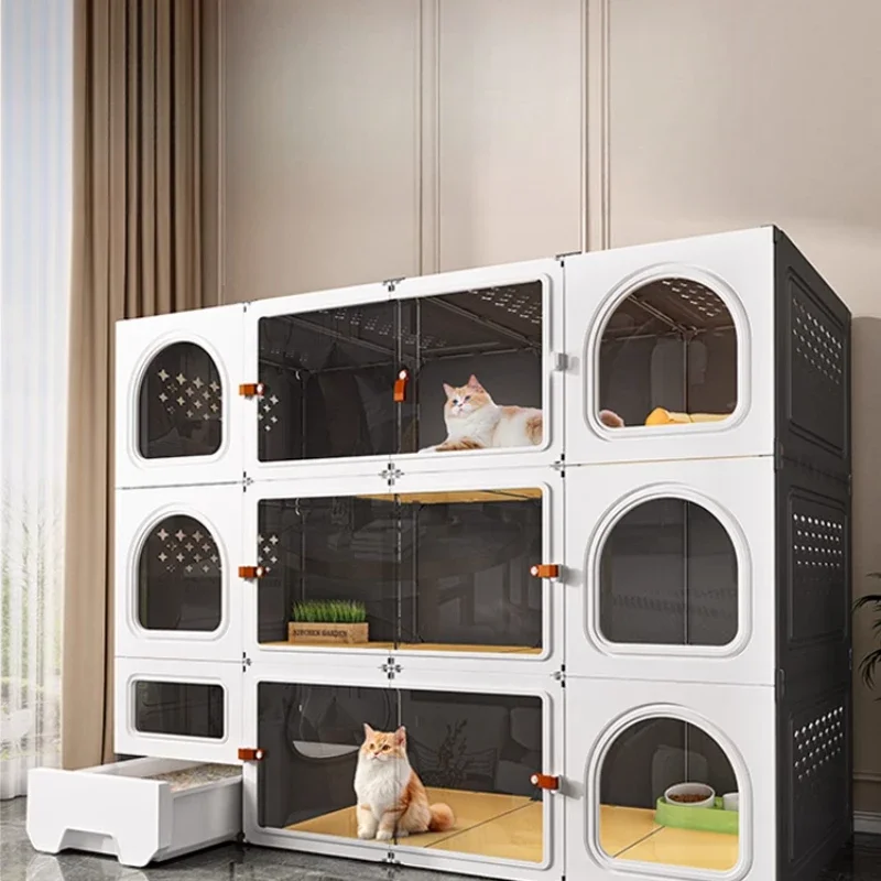 Cat cage, large free space, household indoor cat cabinet with toilet, one bedroom, one living room, one bathroom