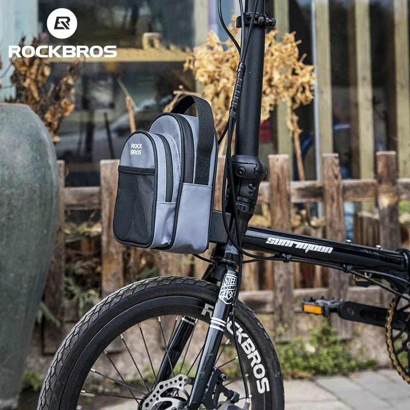 ROCKBROS Shoulder Bag Multi-functional 1.8L Front Bag PVC Mesh Fabric Front Bag Portable For Folding Bike Accessories