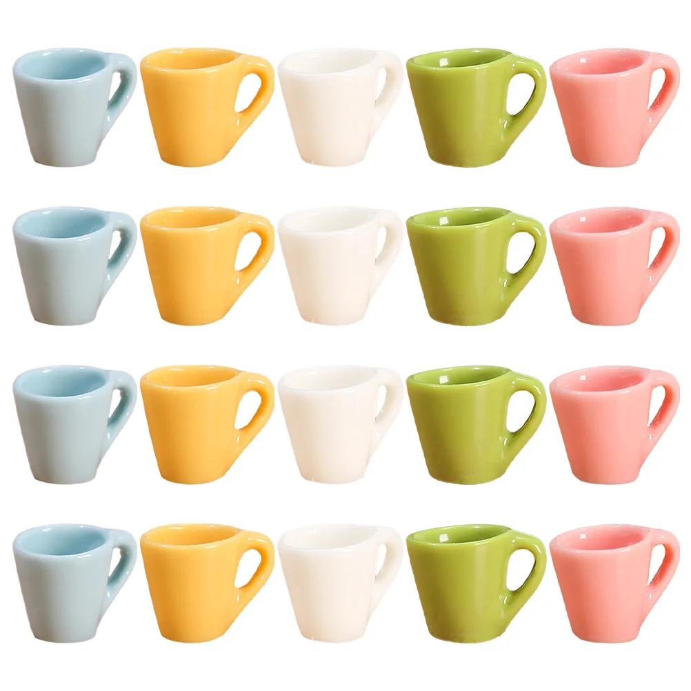 

20 Pcs Water Glasses Simulation Cup Playing House Decor Decorative Mini Six Colors Mug Dolly Ornament