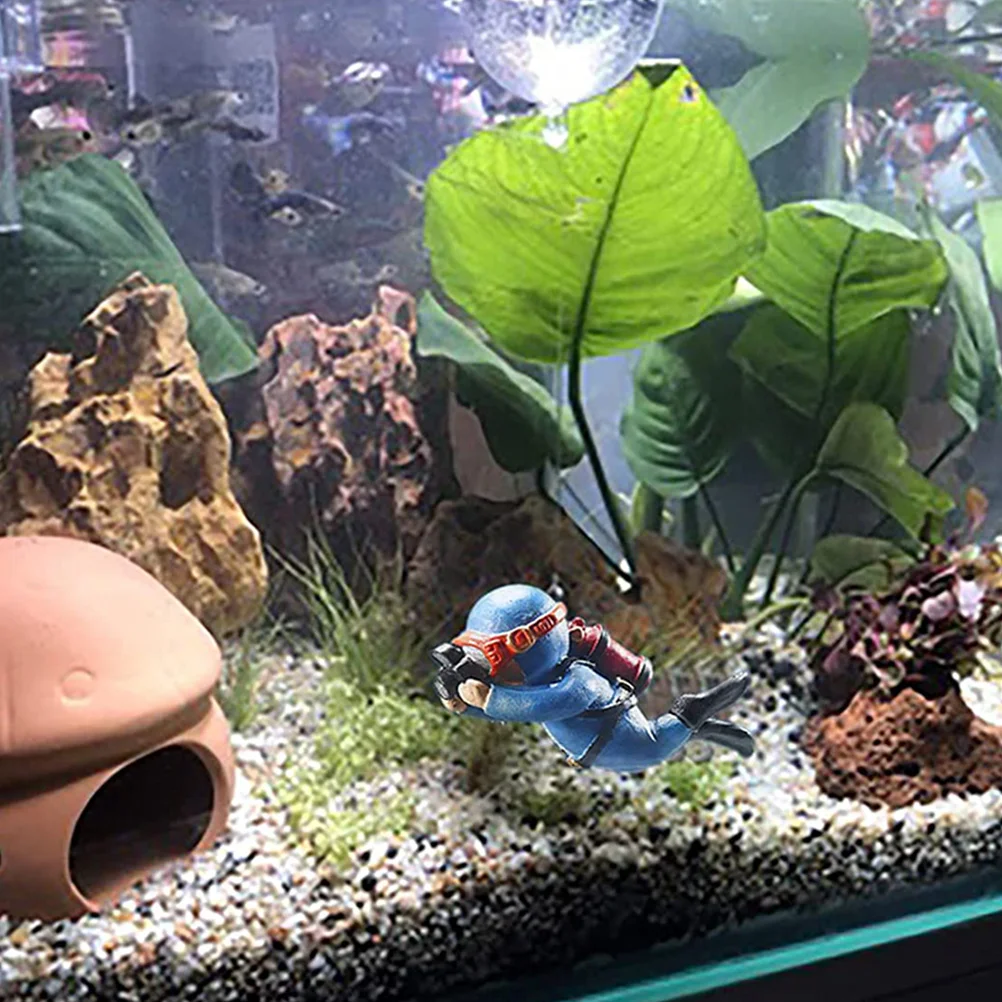 

2pcs Aquarium Diver Ornaments Fish Tank Floating Decor PVC Resin Waterproof Safe for Fish Tank Design Adjustable