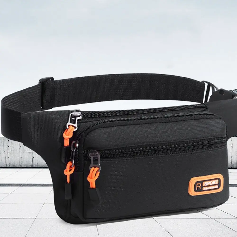 Waterproof Men's Waist Pack Adjustable Strap Nylon Men's Chest Bag Wear resistant Lightweight Sports Cross -body Bag Running