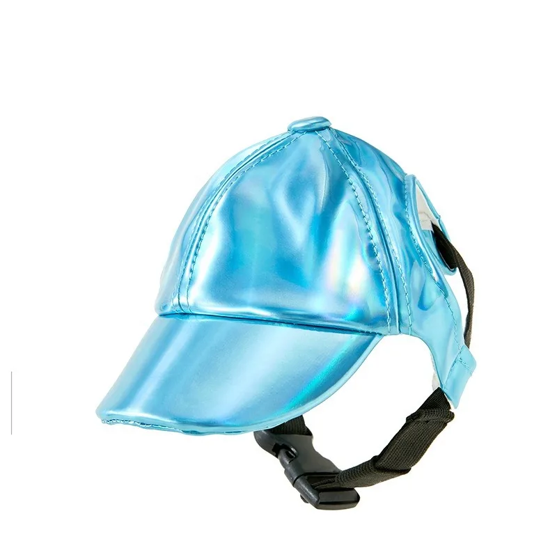 

Adjustable Round Brim Pet Dogs Hats With Ear Holes for Pet Grooming Hat Outdoor Porous Sun Bonnet Visor PU Baseball Hats for Dog