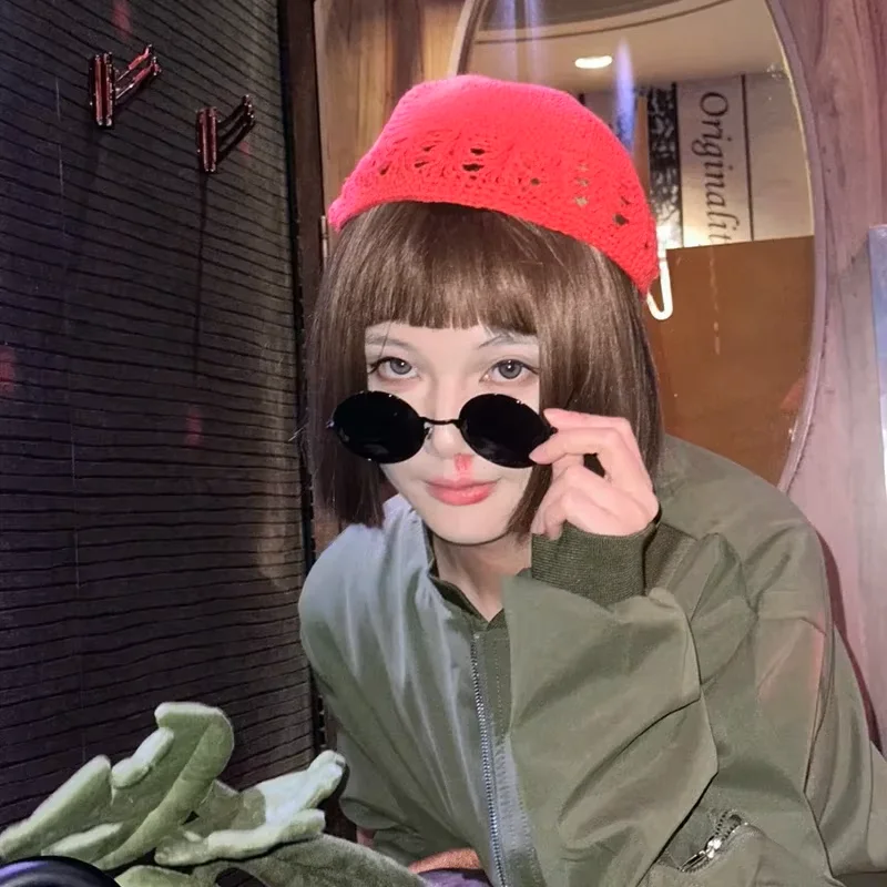 Vintage Round Black Metal Sunglasses Women Men Trendy Street Party Disco Hip Hop Eyewear Anime Cosplay Glasses Performance Prop