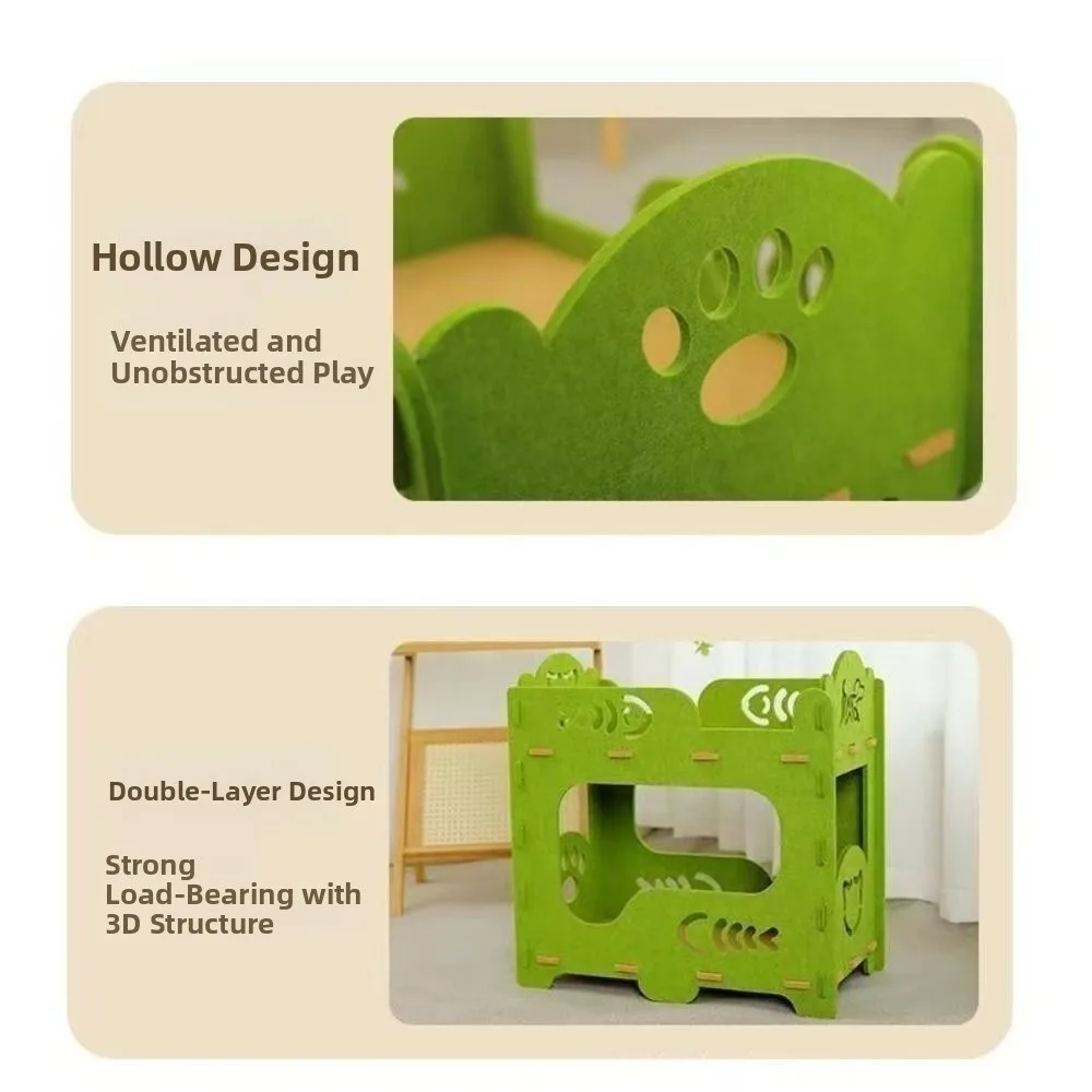 Japanese Style All-in-one Cat House Multi-layer Stackable Cat Castle House Corner Design Sturdy Cat Condo Four Seasons