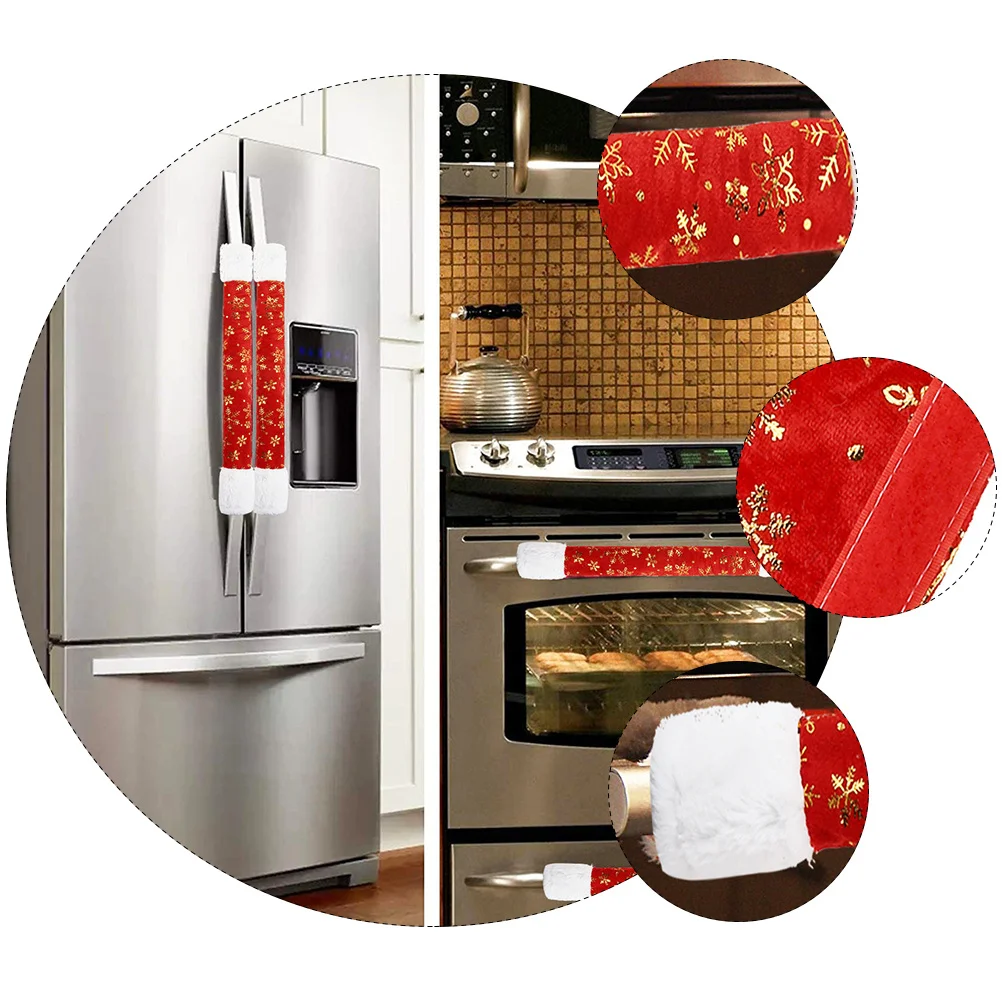 

4Pcs Decorative Handle Cover Set Fridge Oven Dishwasher Protector Kitchen Appliance Handle Wrap Cloth