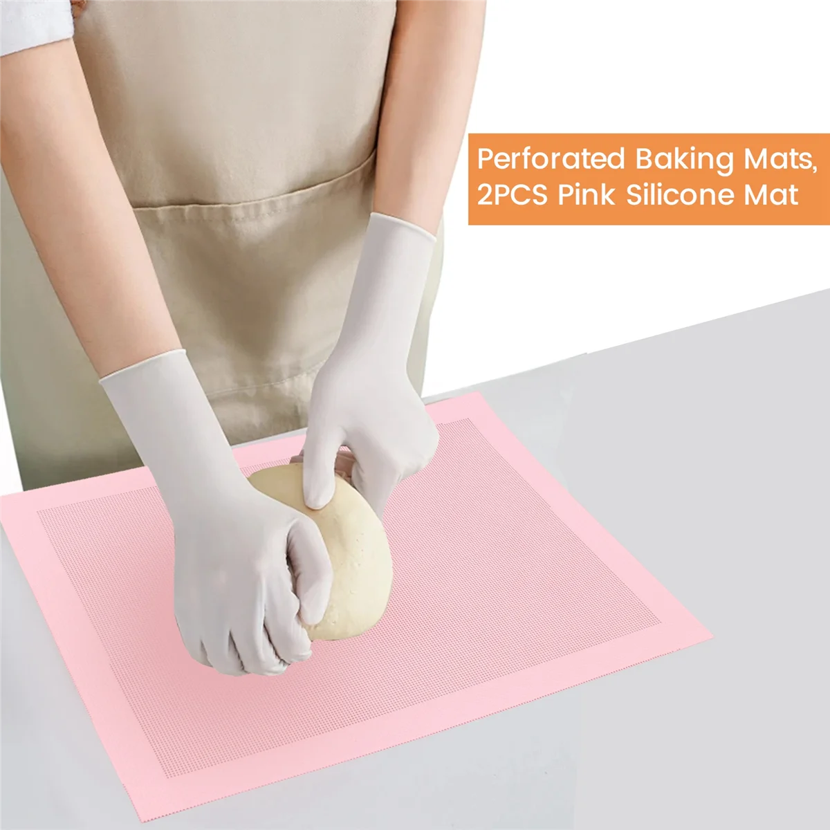 X11AA Perforated Baking Mats,2PCS Pink Silicone Mat for Half Sheet,Non-Stick Reusable Oven Liners for Making Bread/Pastry