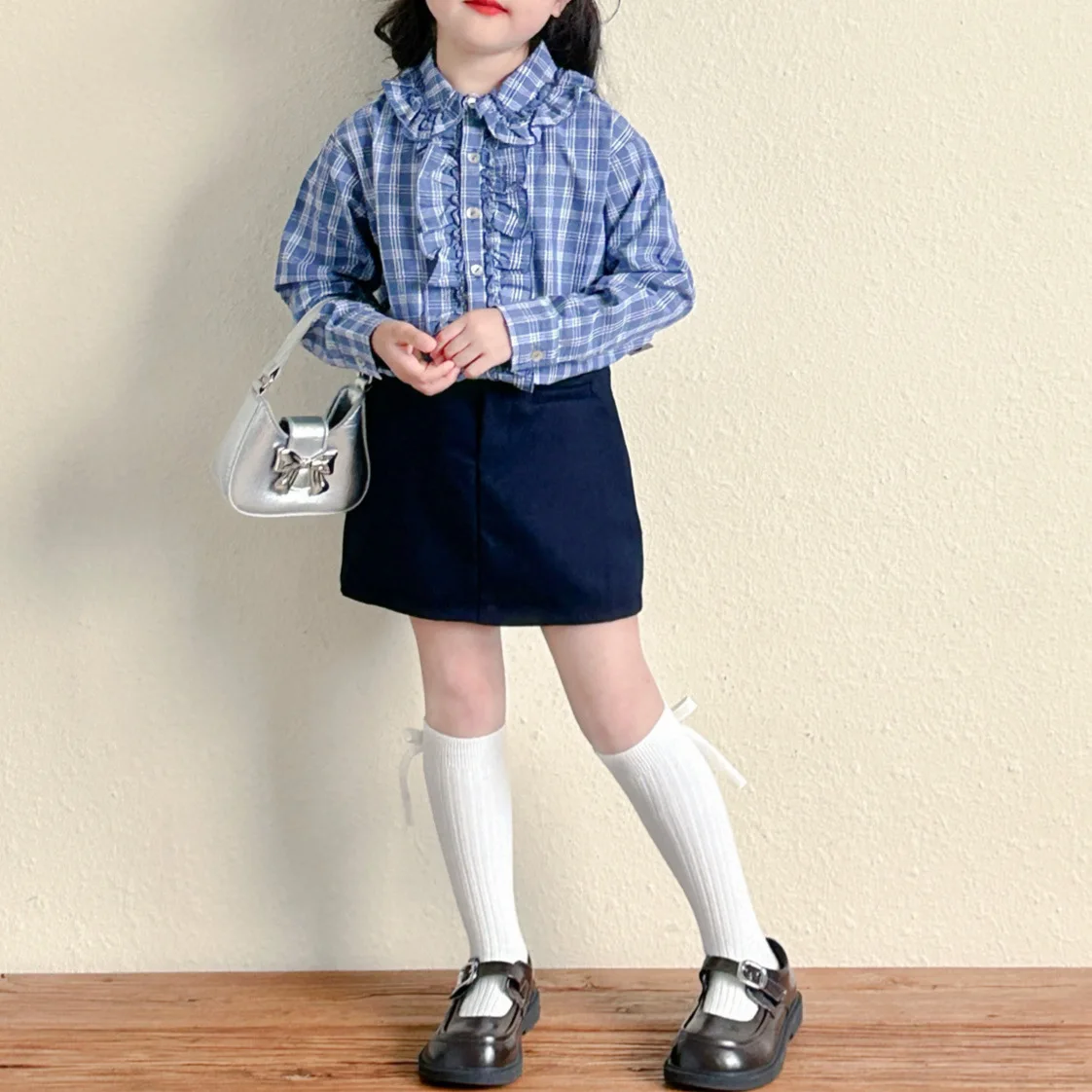 Girls Skirt 2025 Korean Spring New Fashion Trend Academy Style Solid Color Suit Skirt Kids Clothes Girls