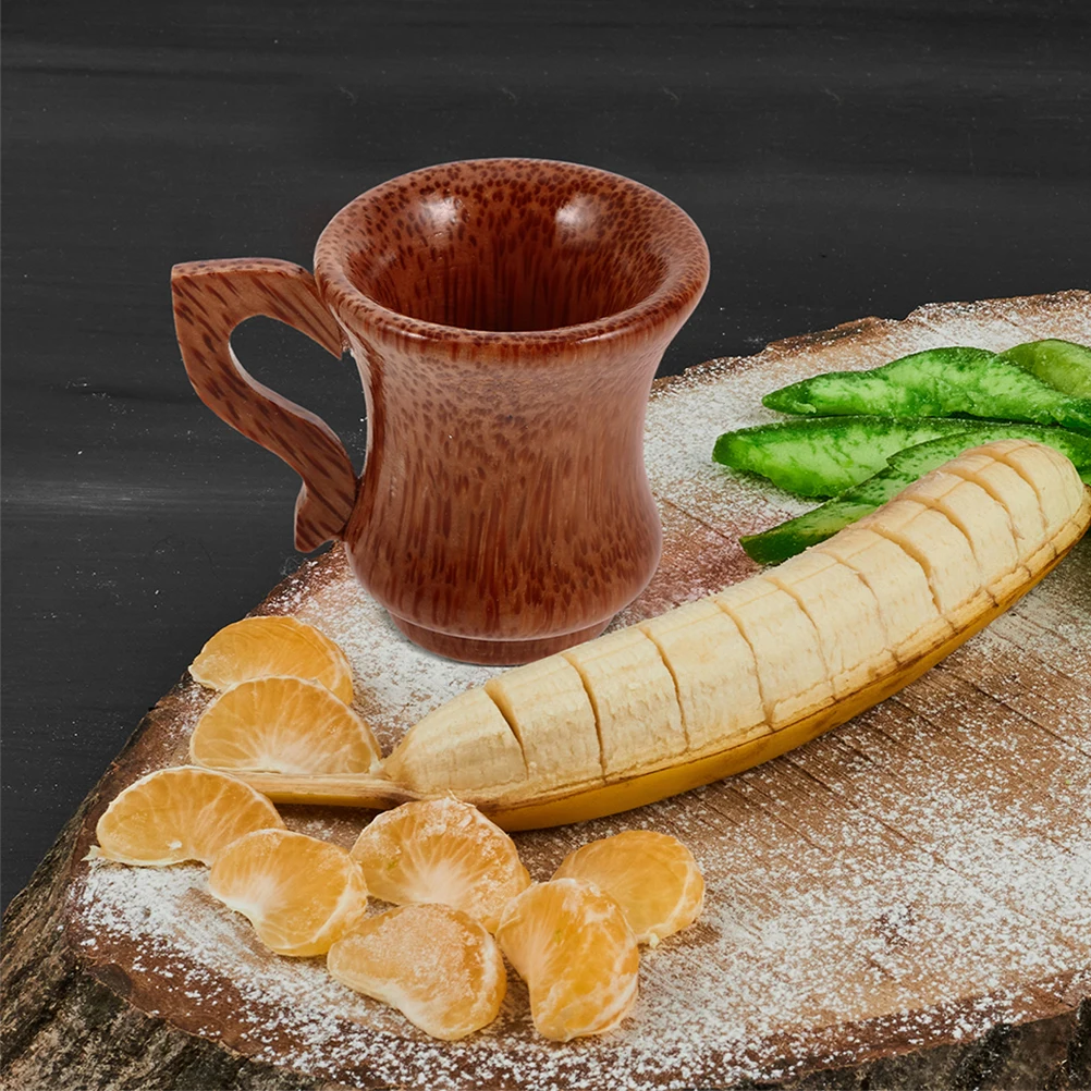 

2 Pcs Wooden Glasses Coconut Wood Round Rim Comfortable Healthy Material Elegant Design Versatile Use Coffee Tea Beverages