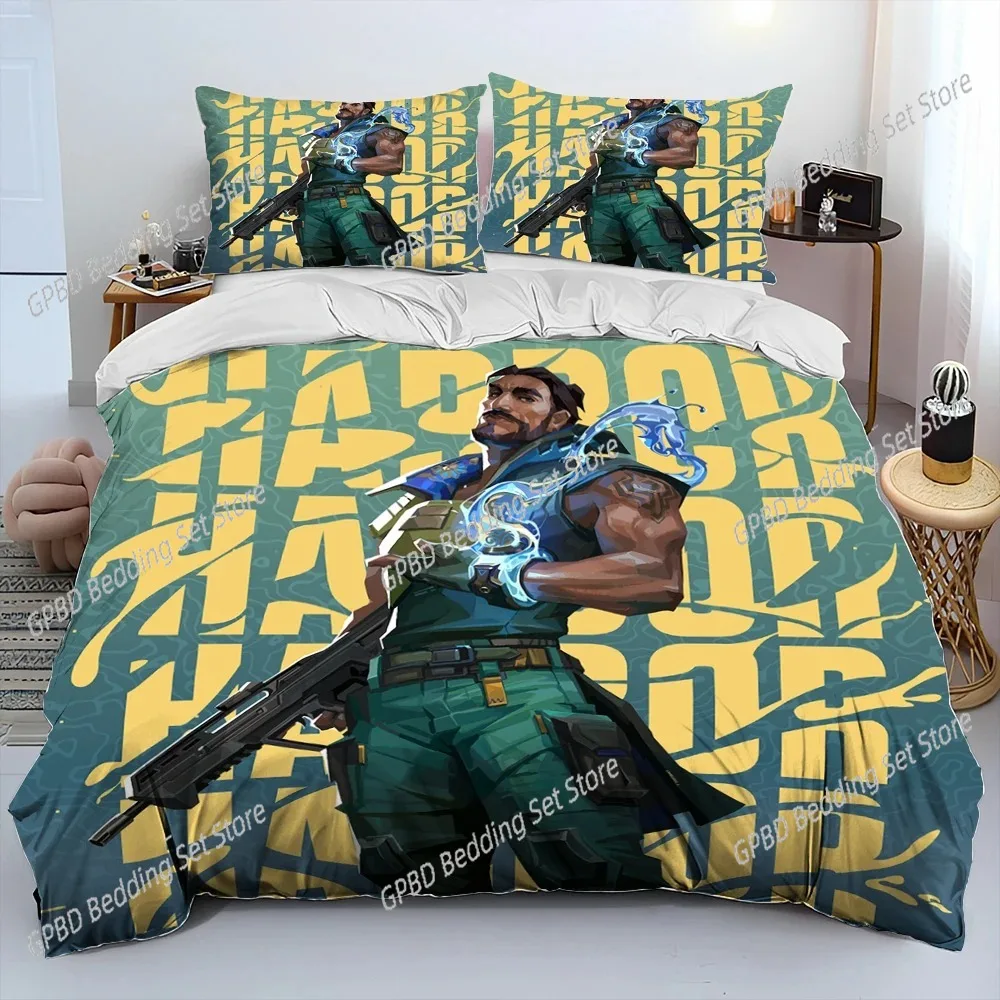 

VALORANT Game Gamer Cartoon 3D Bedding Set Duvet Cover Pillowcases Single Twin Full Queen King Size Home Decor Quilt Boys Gift