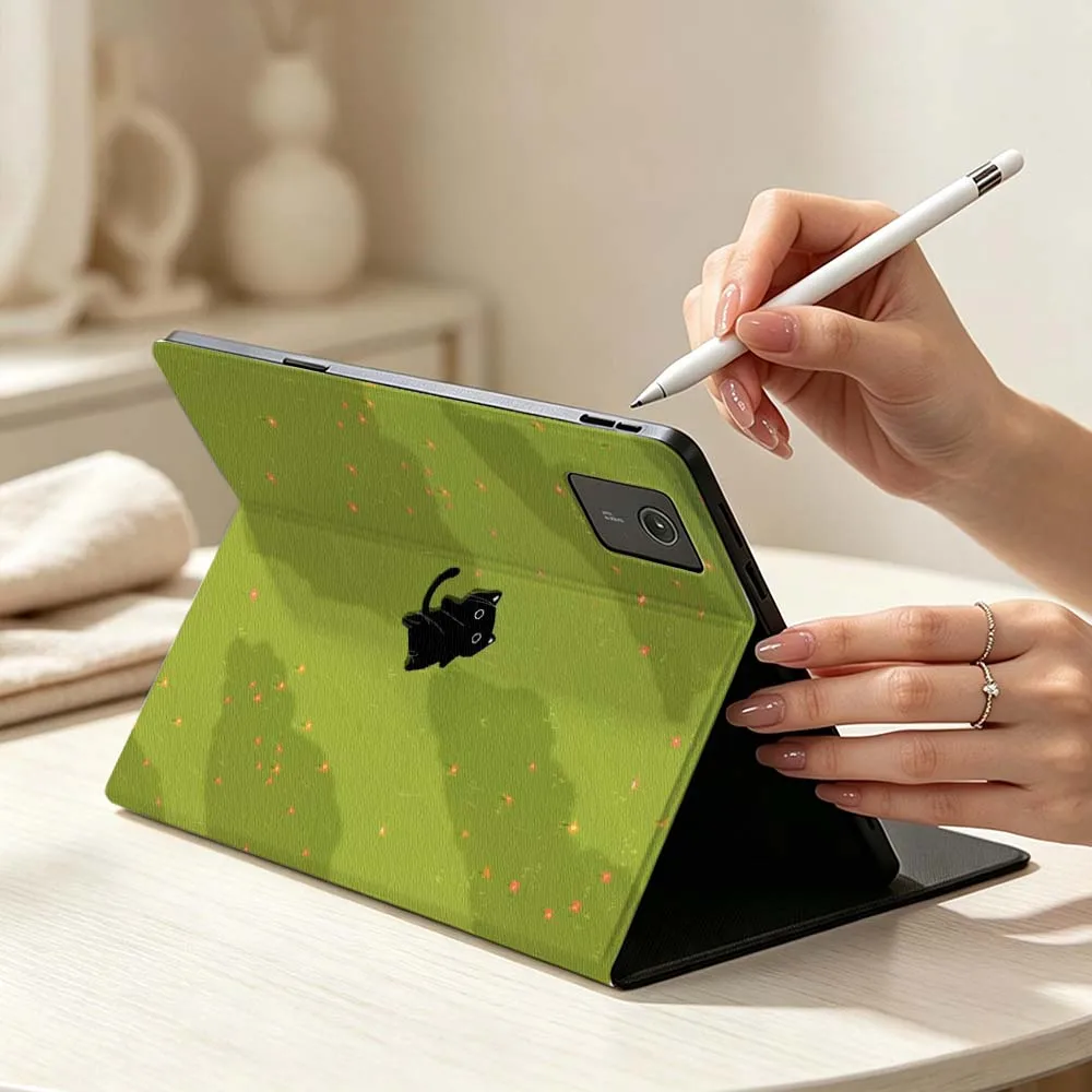 Sleeping on the lawn Black Cat For Lenovo Xiaoxin Lenovo Tab Pad Pro Plus P12 P11 M10 Soft Pen Tray Tablet Case