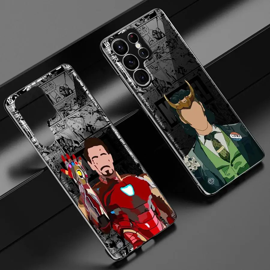 Shockproof Case for Samsung Galaxy S24 S23 Ultra S20 S21 FE S22 Plus Clear Silicone Hard Phone Cover Marvel Iron Man Donnys Loki