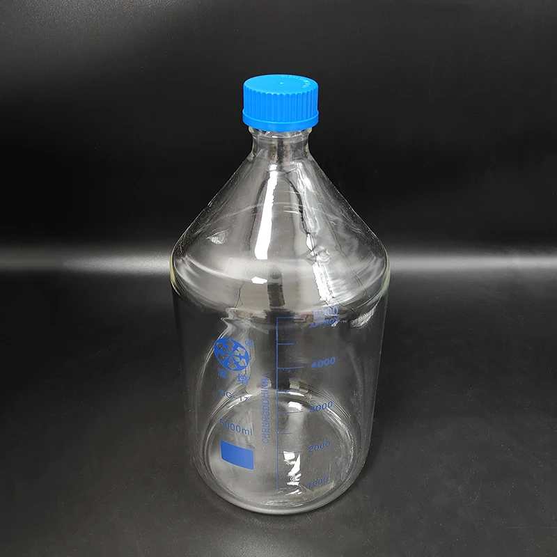 

FAPE Reagent bottle,With blue screw cover GL45mm,Borosilicate glass 3.3, 5000mL,Heavy Wall,Graduation Sample Vials Plastic Lid