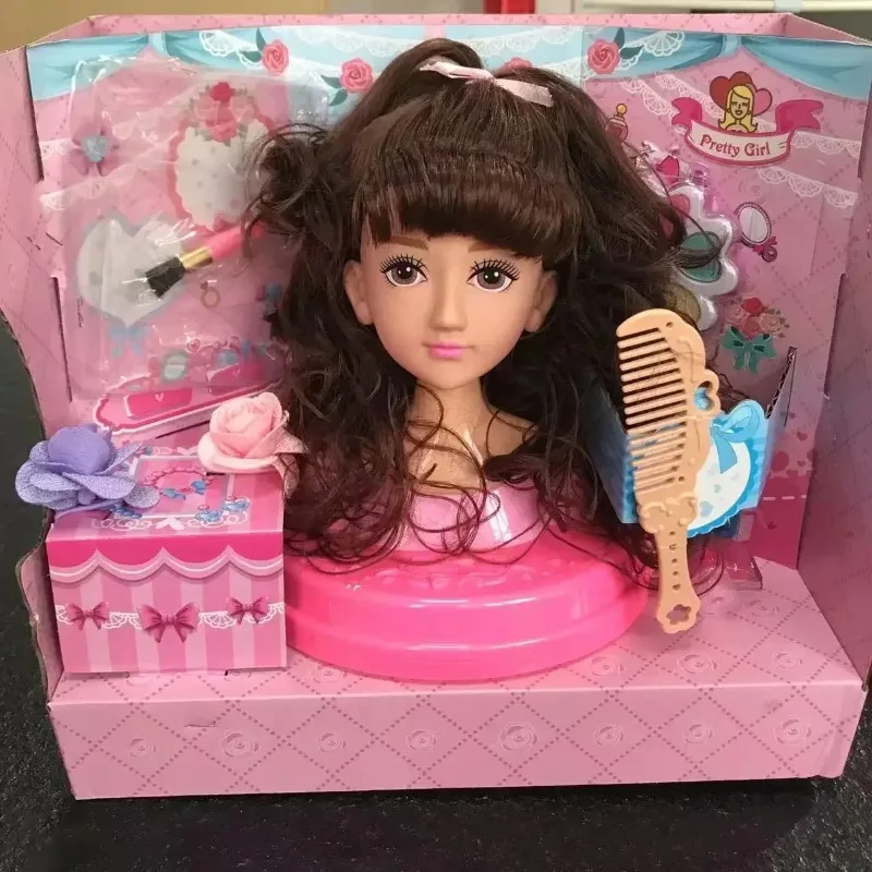 Maison de jeu jouet poupée de coiffure jouet demi-corps maquillage princesse poupée ensemble Double queue de cheval vague rouleau coiffure beauté cadeau d'anniversaire