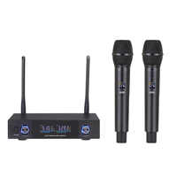 Professional 2-Channel UHF Wireless Microphone System Dynamic Handheld Mic Noise Cancelling for Stage Performance Plastic for