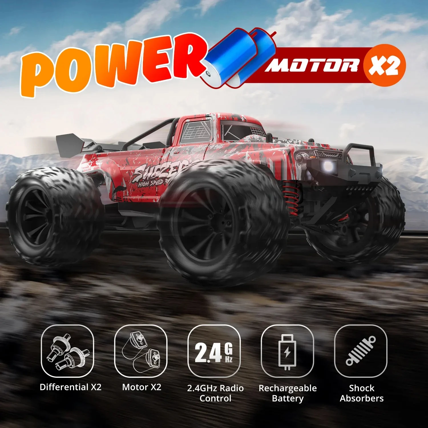 1:16 Scale Large 4WD RC Car 50Km/h High Speed RC Cars Toys For Adults And Kids Remote Control Cars 2.4G Off Road Monster Truck