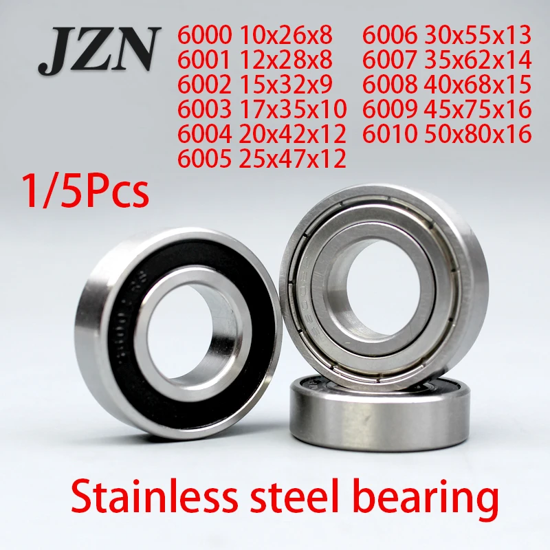 1/5Pcs Deep Groove Ball Stainless Steel Bearing 6000 6001 6002 6003 6004 6005 6006 6007 6008 6009 6010 ZZ 2RS High Precision