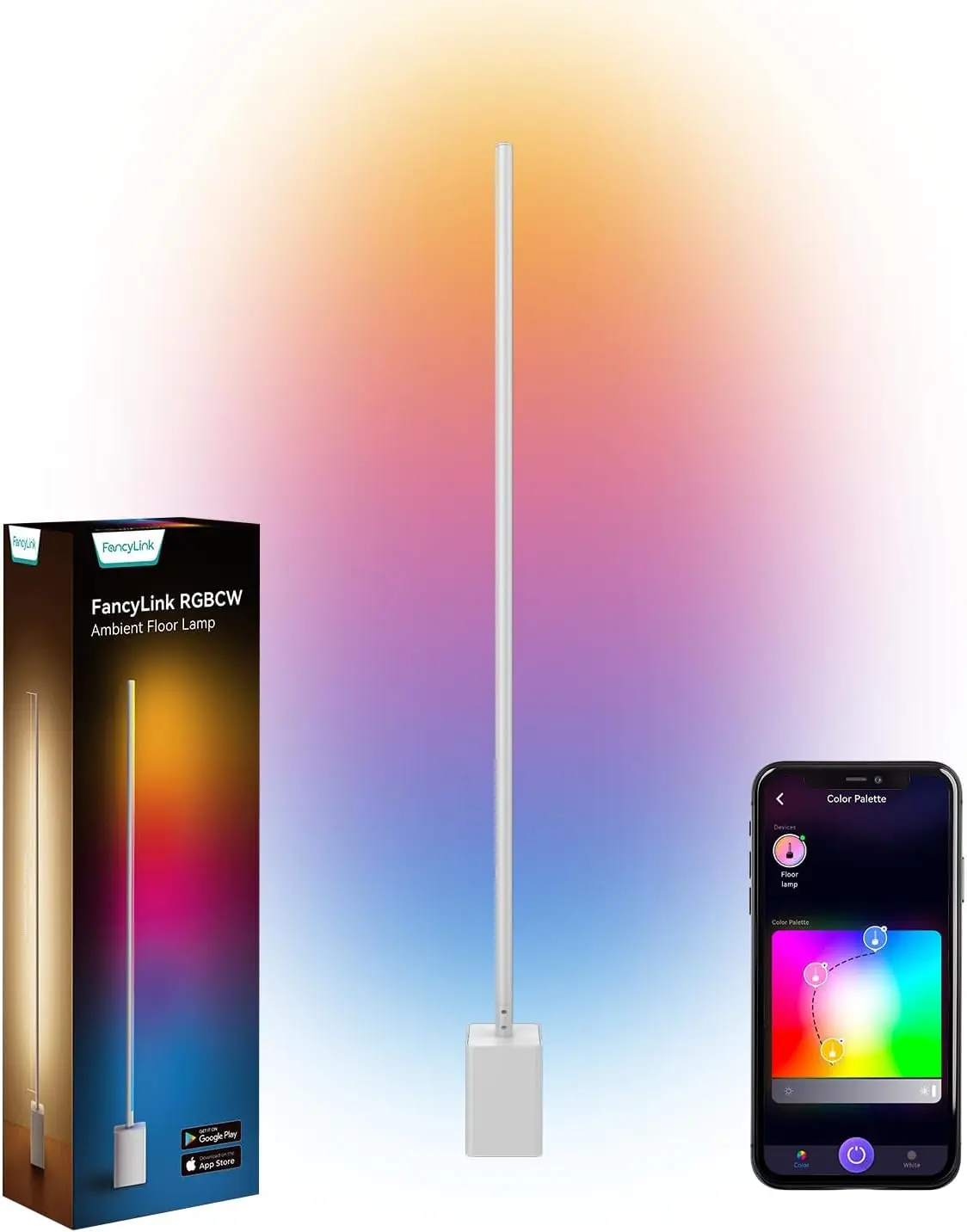 

Zigbee3.0 RGBCW Smart Floor Lamp,1500lm Corner Lamp,Floor Lamp for Bedroom,Living Room,16 Million Colors,Silver