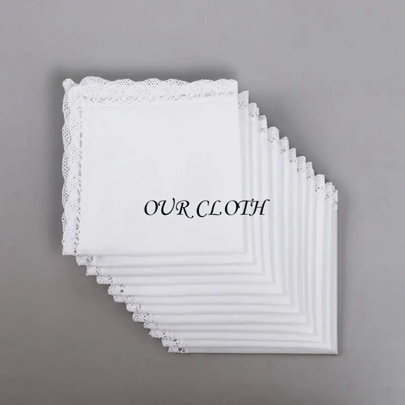 Decorative White Cotton Handkerchief