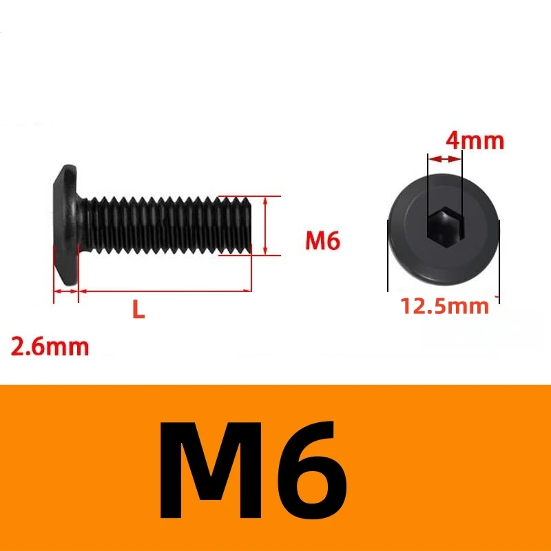 SS A2 أسود M4M5M6 ألين رئيس مسامير 304 سداسية من الفولاذ المقاوم للصدأ المقبس شقة رئيس البراغي للأثاث النجارة لتقوم بها بنفسك النوافذ الأبواب #4