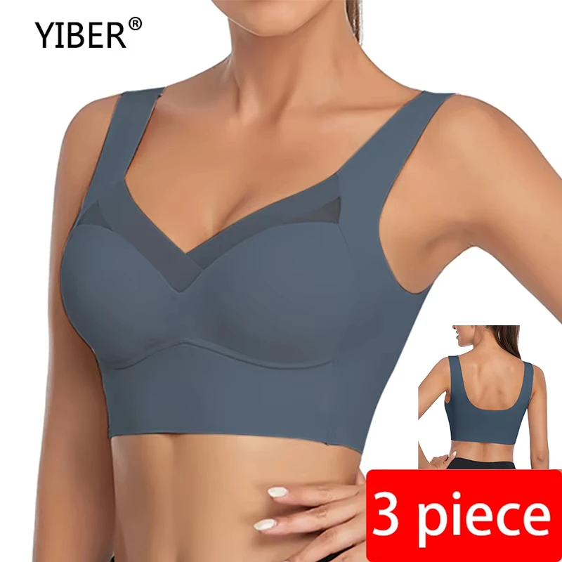 Women‘s Seamless Bra Large Size Sports Bra V Top Support Comfortable Female Underwear Brassiere Yoga Fitness Sleep Vest Bralette