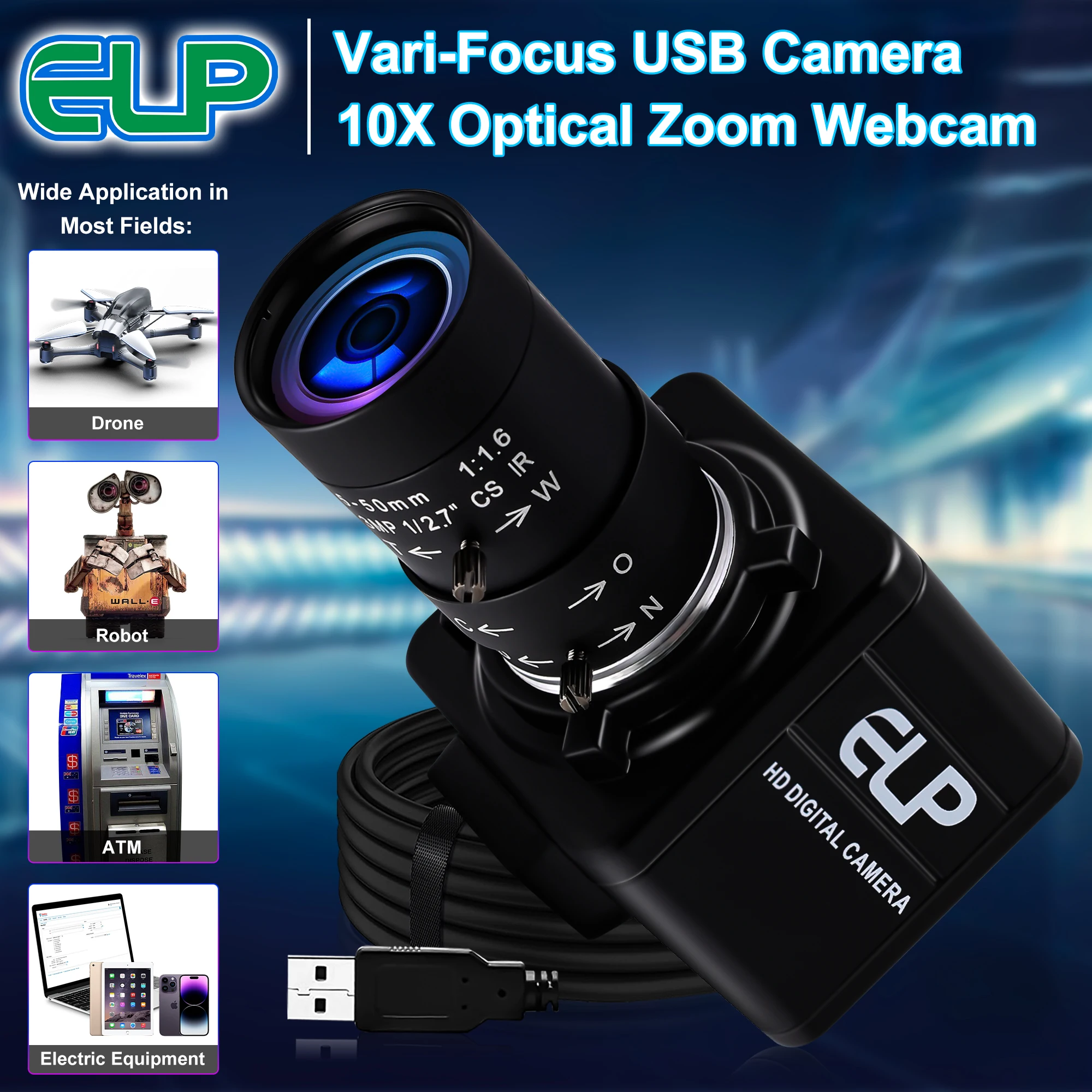كاميرا ويب 1080P عالية الدقة CMOS OV2710 معدل إطار عالي دليل التكبير Varifocal CS عدسة الأمن كاميرا بمنفذ USB صغيرة لبث الفيديو المباشر #5