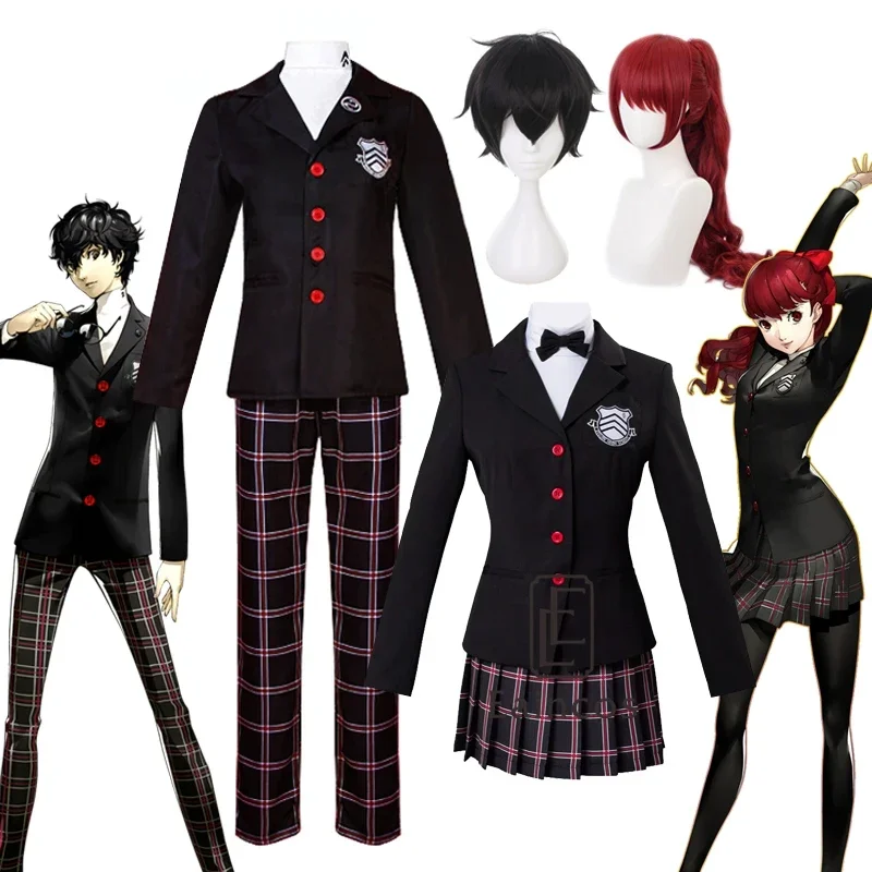 Person 5 Kurusu Akira Joker Cosplay Costume Uniform Suits Yoshizawa Kasumi School Uniform Outfit MS33137