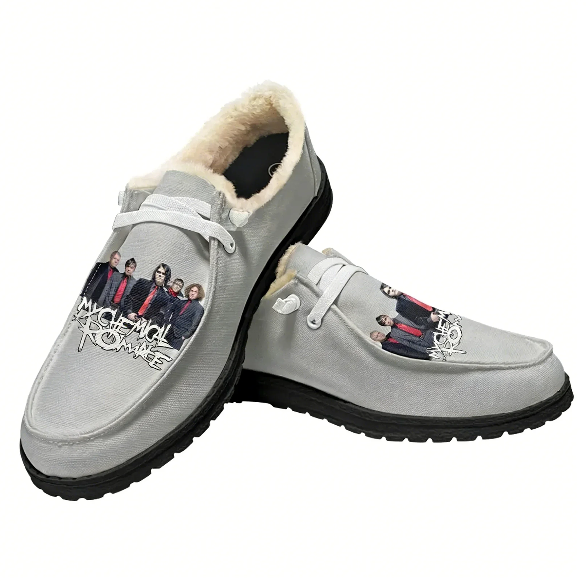 My Chemical Romance Velvet Flat Shoes Mens Womens Warm Casual Shoe Indoor Outdoor Light Shoes Fashion Print Custom Couple Shoes view 2