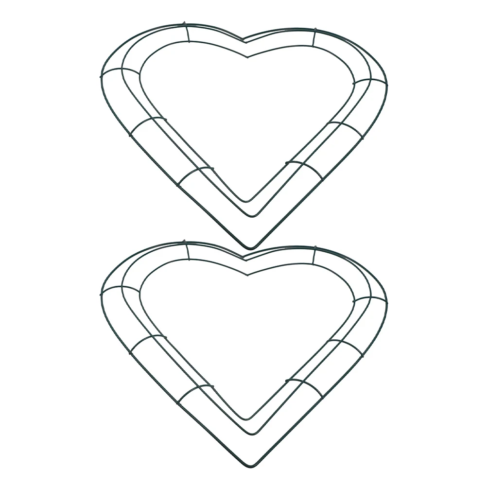 

2Pcs Heart-Shaped Wire Iron Wreath Frame Floral Ring for Crafts DIY Flower Arrangement Wall Hanging Decoration