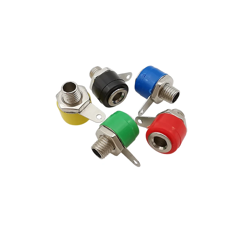 50Pcs/lot 4mm Binding Post Banana Test Connector 4mm Banana Female Socket Plug Terminals DIY Adapter Red Black Green Yellow Blue